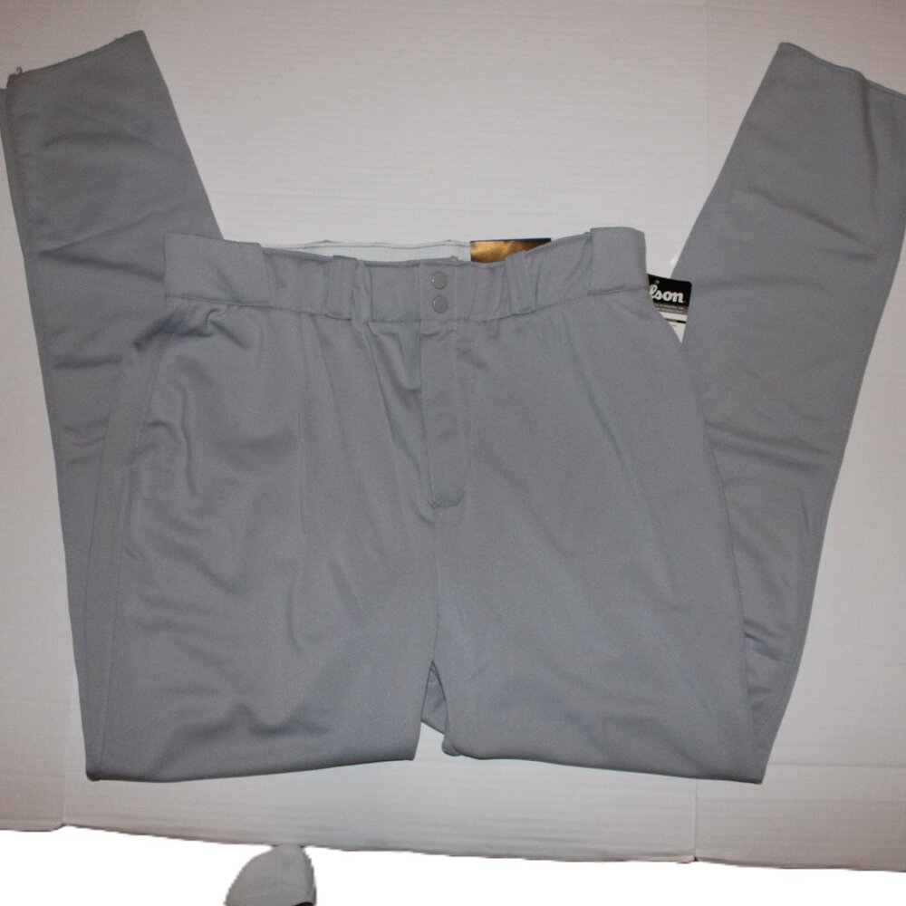 Wilson Mens XL Baseball Pants Gray Wil-Dri Soft Elastic Hem Pro Style Waist NWT